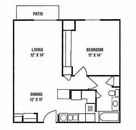 a floor plan of a small house with a bedroom and a living room